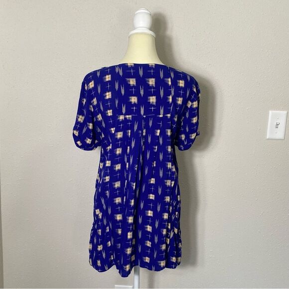 Anthroplogie Holding Horses Blue Abstract Tunic Top W/ Pockets Women's Size M - Picture 9 of 16